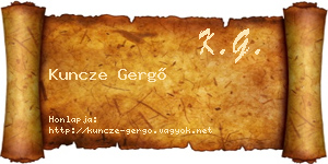 Kuncze Gergő névjegykártya